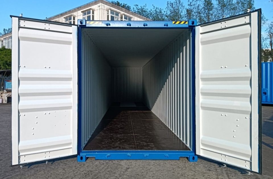 Almar's Shipping Container with open doors with a view inside