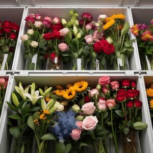 Fresh cut flowers stored in an Almar refrigerated container for climate-controlled transit in South Africa