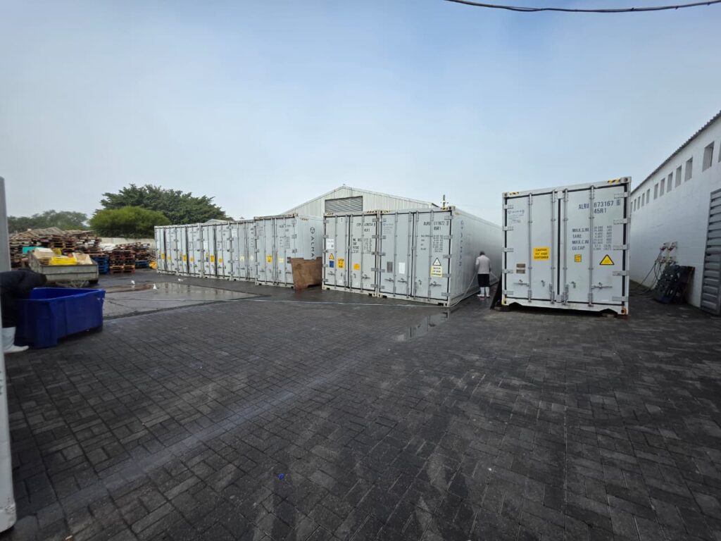 Almars Refrigerated containers at Nossab Fisheries seafood processing facility in Velddrif, Western Cape